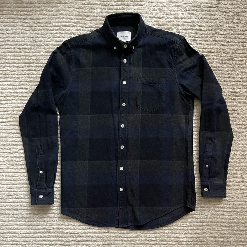 Steven Alan Men's Black Plaid Shirt